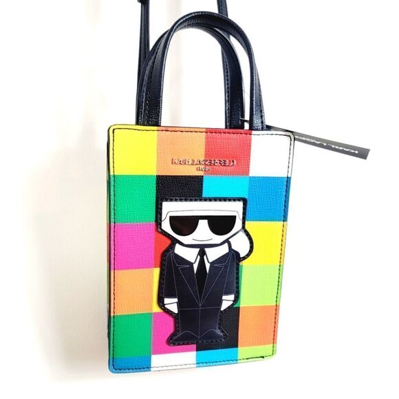 Karl Lagerfield Colorblock Top Handle Crossbody Multi Colored Bag NWT - Picture 2 of 10